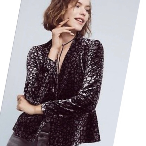 Anthropologies elevens , Lumi Velour jacket black and silver floral - Picture 1 of 7